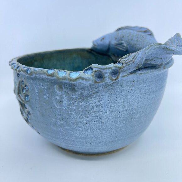 timberlate ceramic arts handcrafted ceramic bowl with fish & starfish design - Picture 5 of 10
